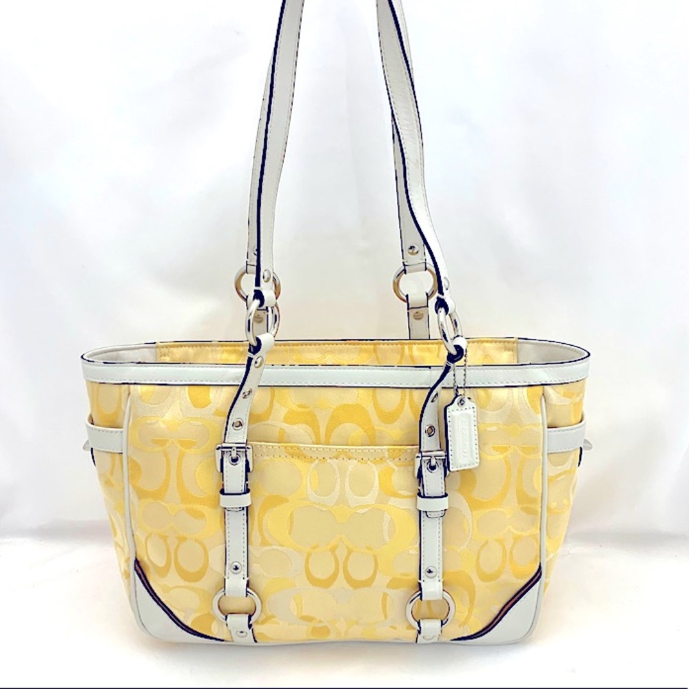 Coach Gallery Yellow Signature Sateen Shoulder Bag